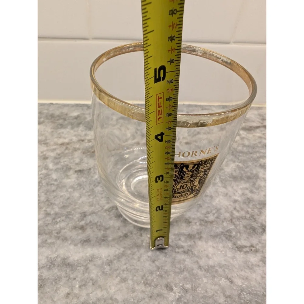 Vintage Thorne's Scotch Whisky Rocks Glasses Gold Rimmed‎ Set Of 4